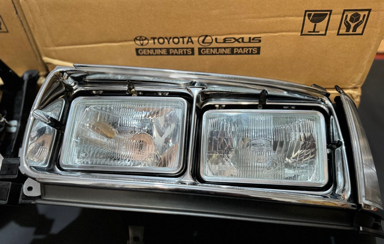 NOS Toyota Land Cruiser 80 Series Complete 4 Eye Quad Headlights Set NEW JDM