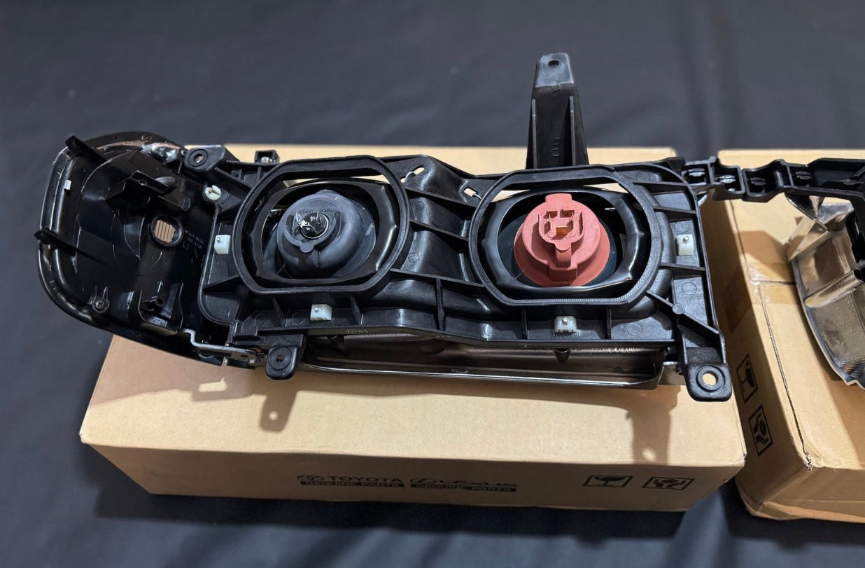 NOS Toyota Land Cruiser 80 Series Complete 4 Eye Quad Headlights Set NEW JDM