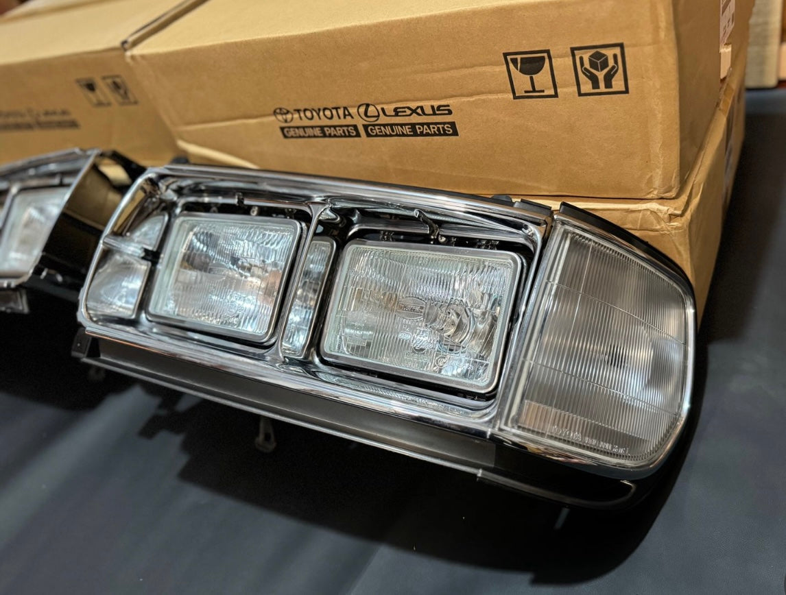 NOS Toyota Land Cruiser 80 Series Complete 4 Eye Quad Headlights Set NEW JDM