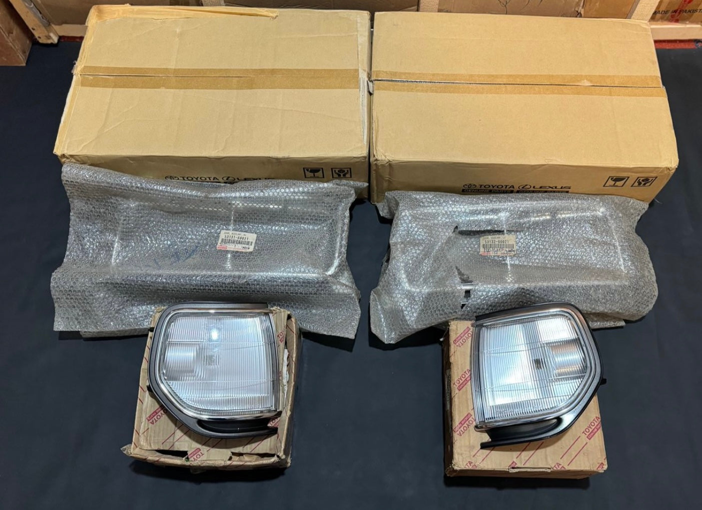 NOS Toyota Land Cruiser 80 Series Complete 4 Eye Quad Headlights Set NEW JDM