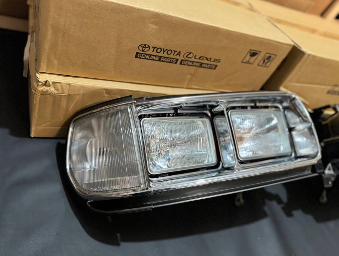 NOS Toyota Land Cruiser 80 Series Complete 4 Eye Quad Headlights Set NEW JDM