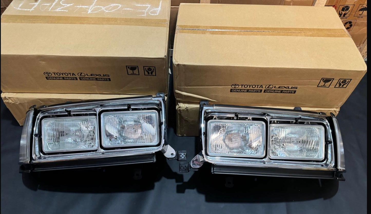 NOS Toyota Land Cruiser 80 Series Complete 4 Eye Quad Headlights Set NEW JDM