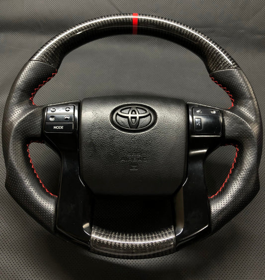 Toyota 4runner Tundra Tacoma Sequoia OEM TRD Customized Real Carbon Fiber Steering Wheel 2009-2021